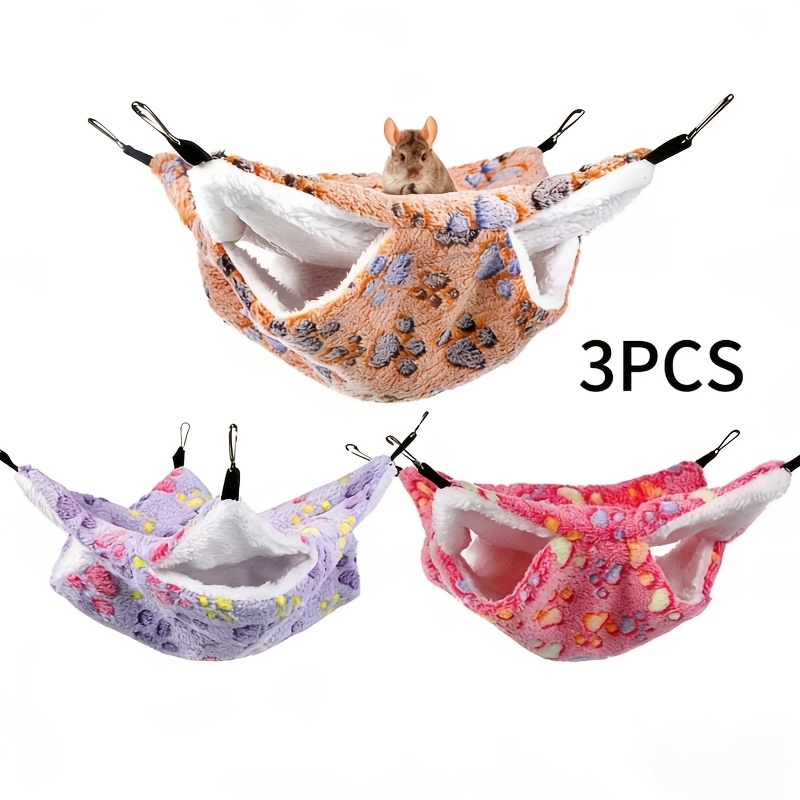 TEMU 3 Pezzi Letto Sospeso Multicolore a per Piccoli Animali con Stampa di e Design a - Accessorio e Caldo per Gabbie a Criceti, , Gerbilli, - Letto