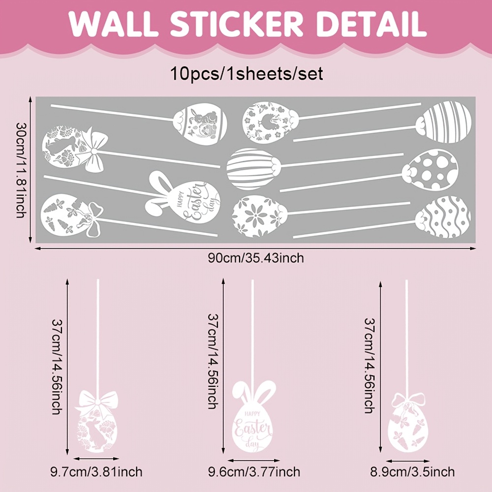 Image of 10 White Glass Window Decals | Static Cling Bunny Silhouette Pendants, Suitable For Indoor And Outdoor Festive Atmosphere Party Decorations, Reusable Pvc Material