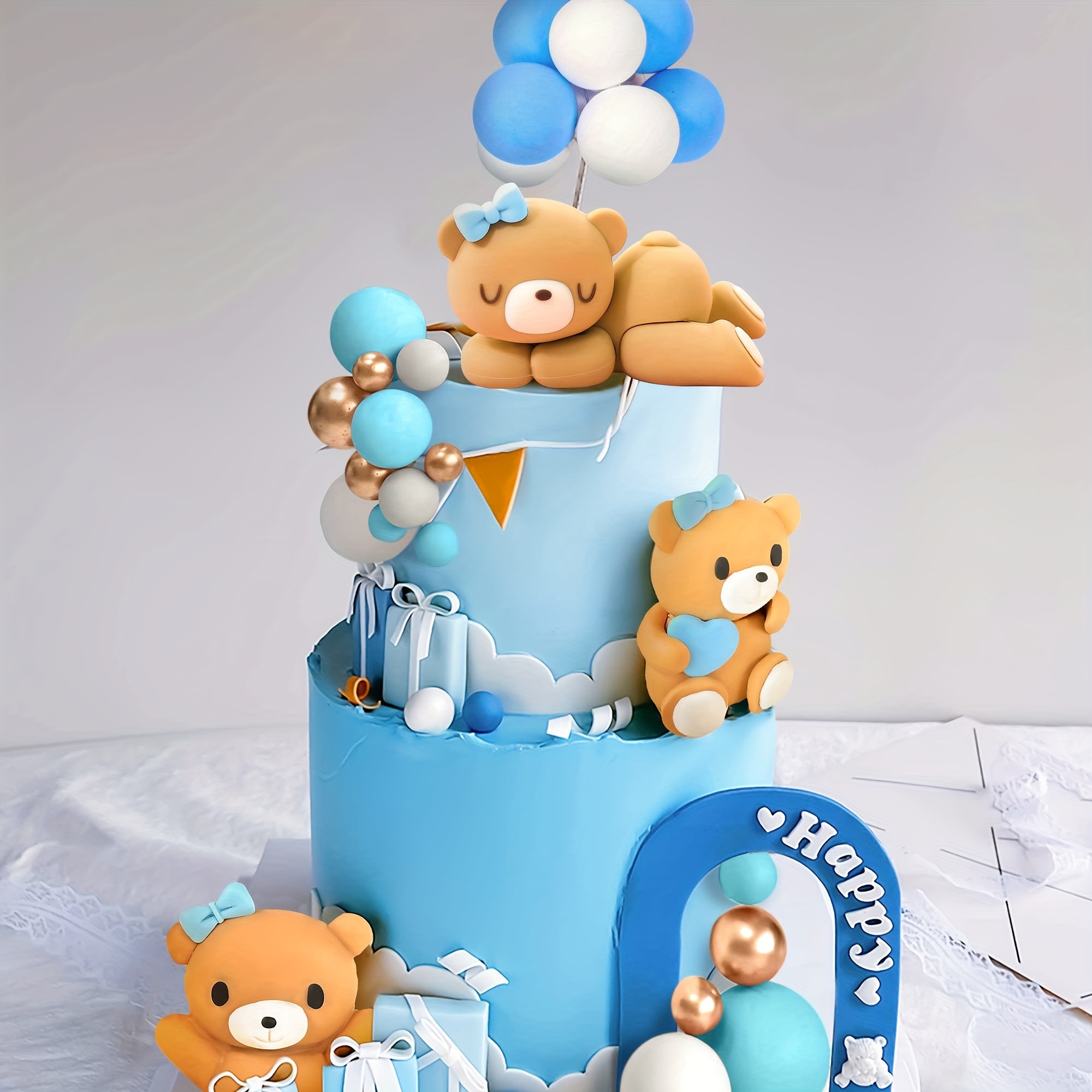 Bear Cake Toppers Birthday Cake Decoration Rubber Bear Figurine