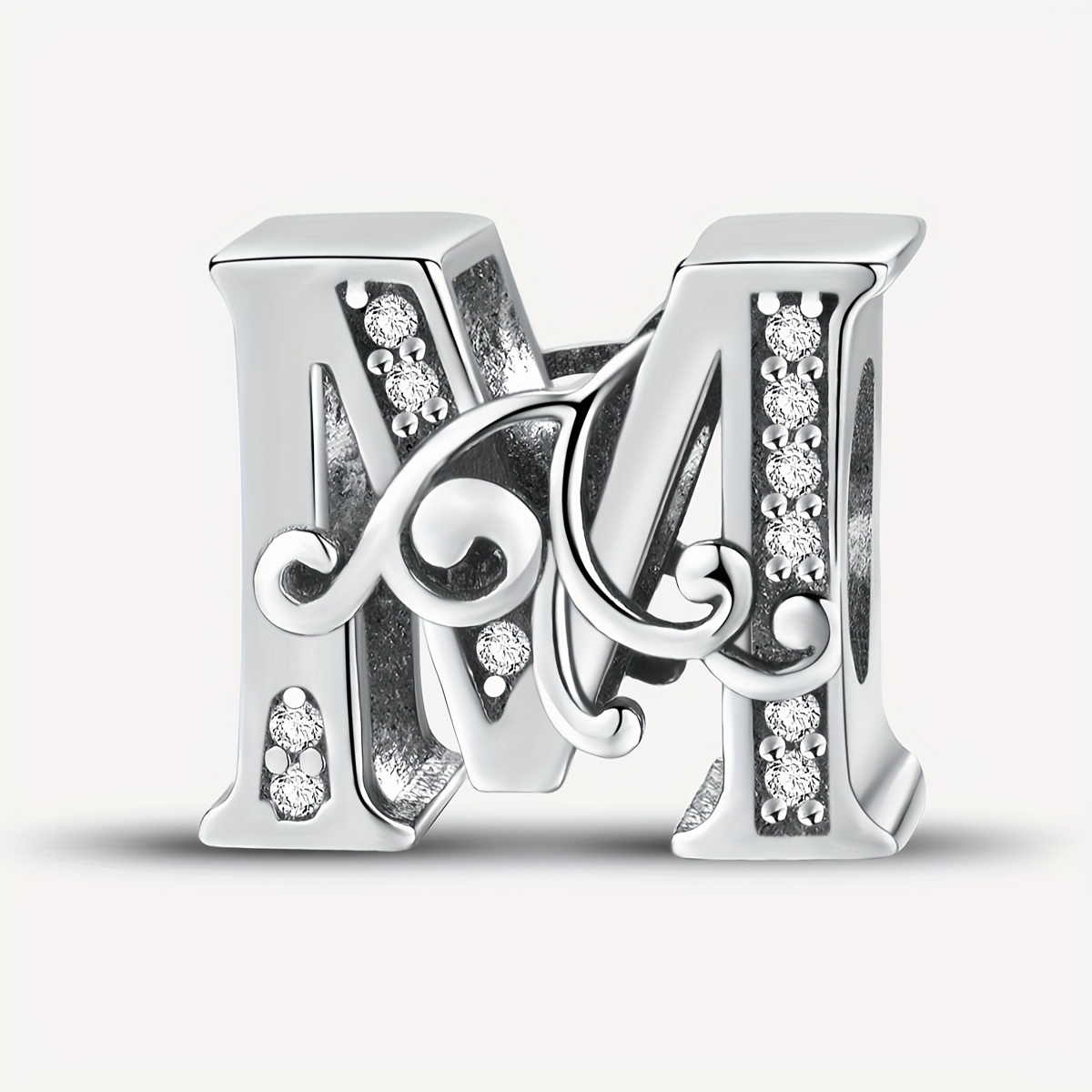 Image of 1pc Letter Diy Bead, 925 Silver Plated Bead Fit Bracelet Bangle, Jewelry Making Accessories Birthday Valentine's Day Mother's Day Gift For Women