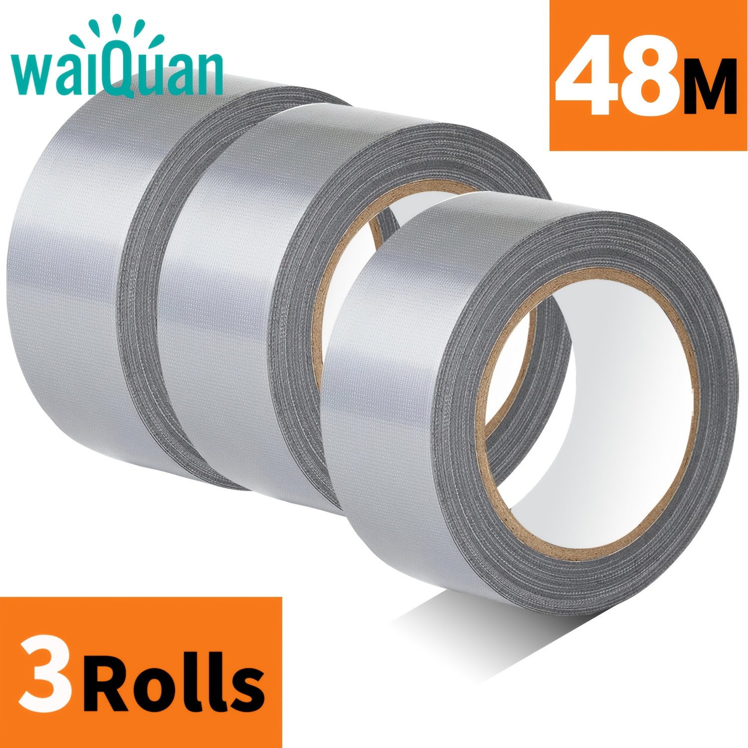 Image of 3-pack Duct Tape Heavy Duty Waterproof Silvery, 90m X 5cm Total Strong Adhesive Duct Tape No Residue Bulk For Home Use, Diy, Projects, Outdoor Repairs Tear
