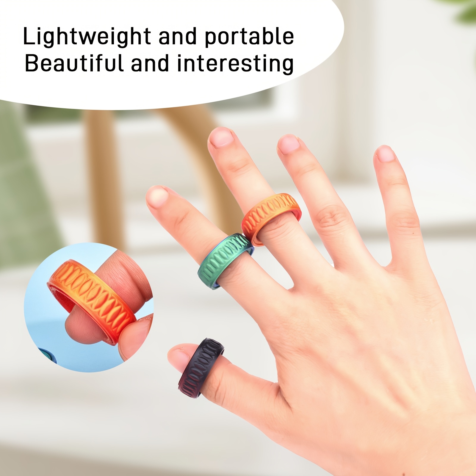 TEMU 3pcs Rotating Fidget Finger Rings Set, Spinner Rings, Unisex Fashion Jewelry For Men Women Holiday Gift Gyroscopic Fidget Rings Smooth Rotation