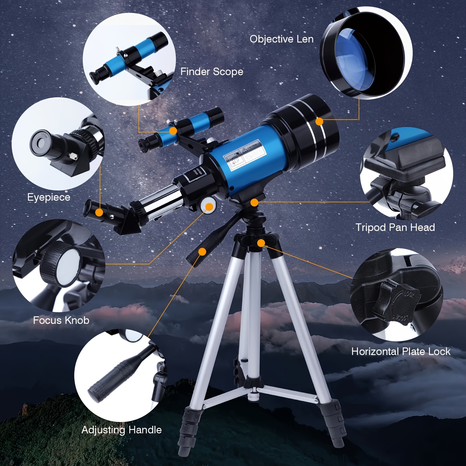 Professional Astronomical outlet Telescope For HD Viewing Space Star Moon Adjustable