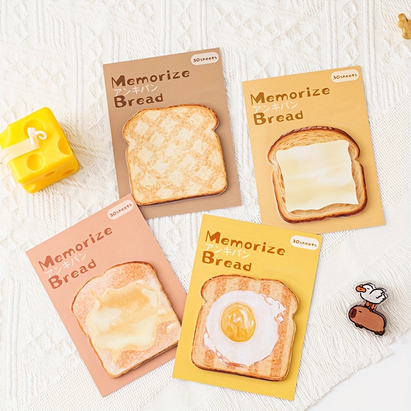 TEMU 4-pack Toast-shaped Sticky Notes, Tearable Office Memo Pads, Index Tabs For Students, Study, Office Notes, And Use