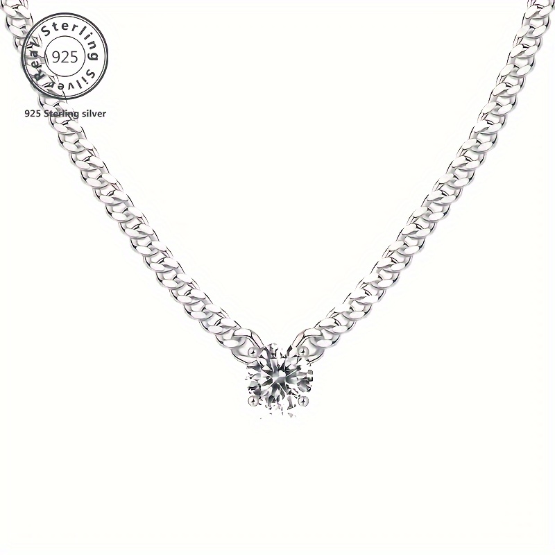 

A Stylish And Ring Moisanne Diamond Necklace, 925 Silver Inlaid With Moissanite, A For Valentine's Day, Day, Birthday And Graduation , With A Box