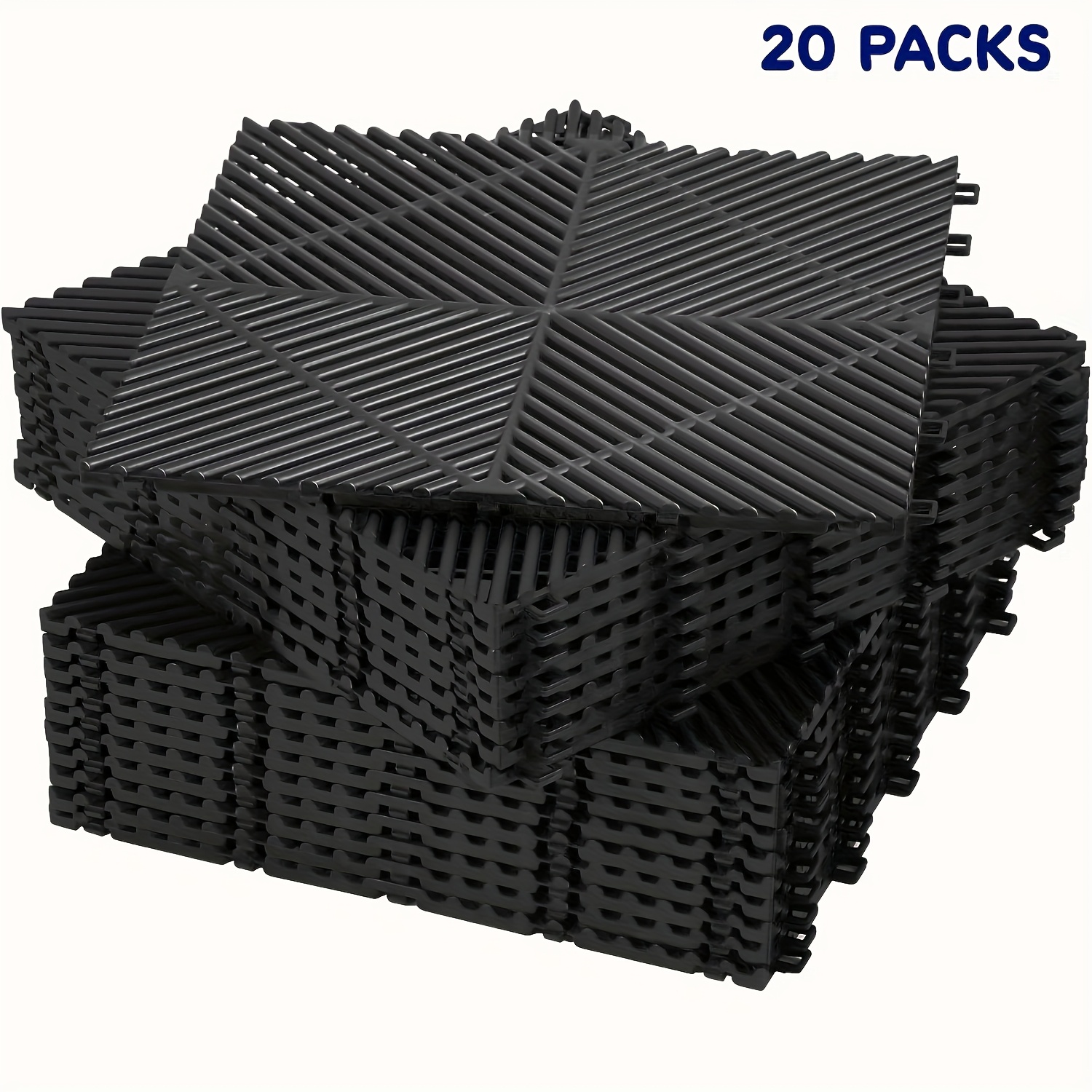 TEMU 10 Bords et 2 Optionnels, Lot de 20, 16" X 16" X 0.75" (Épaisseur), Grandes Pièces Interconnectées pour Dalles de Sol de Garage, Tapis de Sol de
