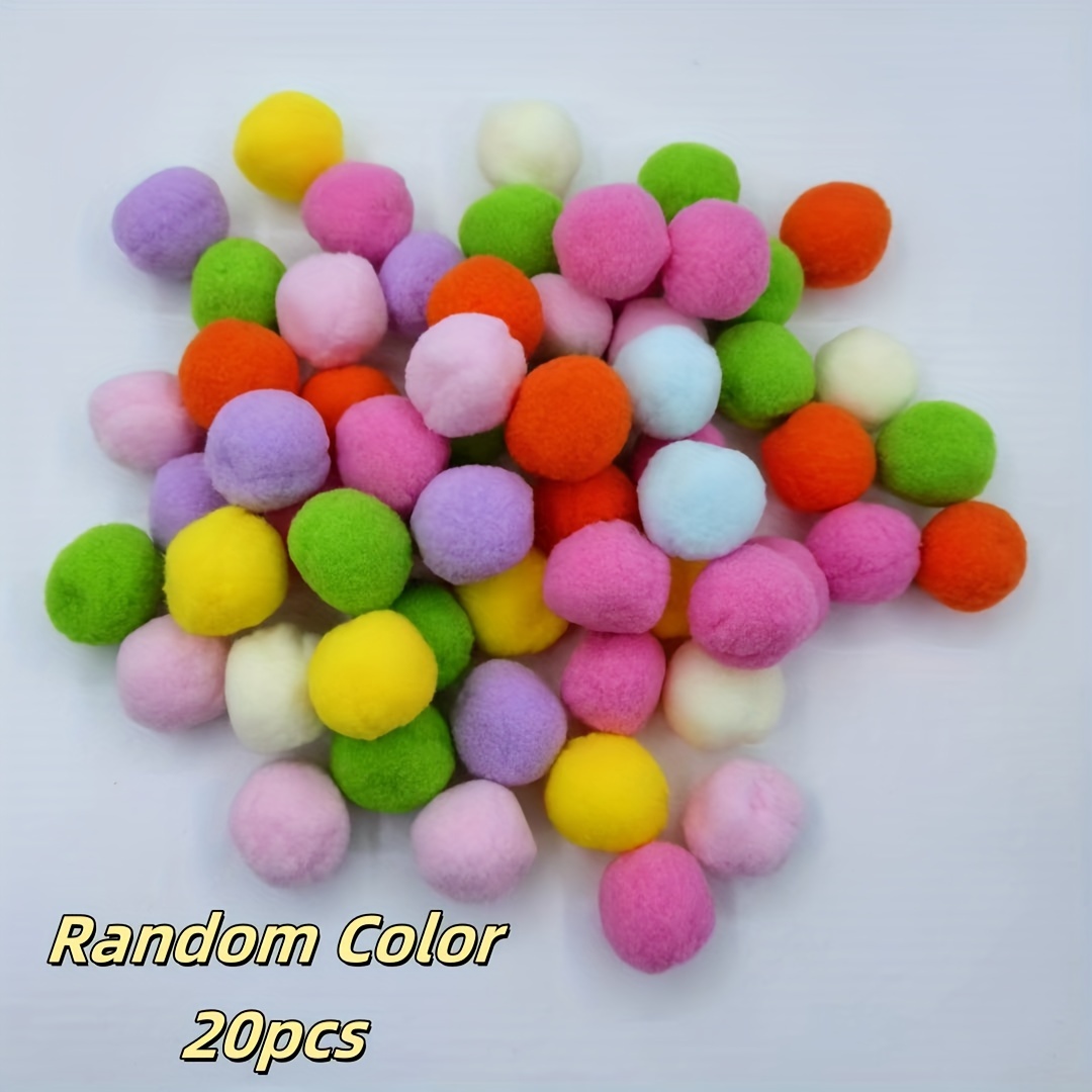 20pcs Random Color Colorful Plush Cat Teaser Toy Balls Chew Durable Cat Toy Balls Spring Cat Training Toy Balls For Cat And Supplies