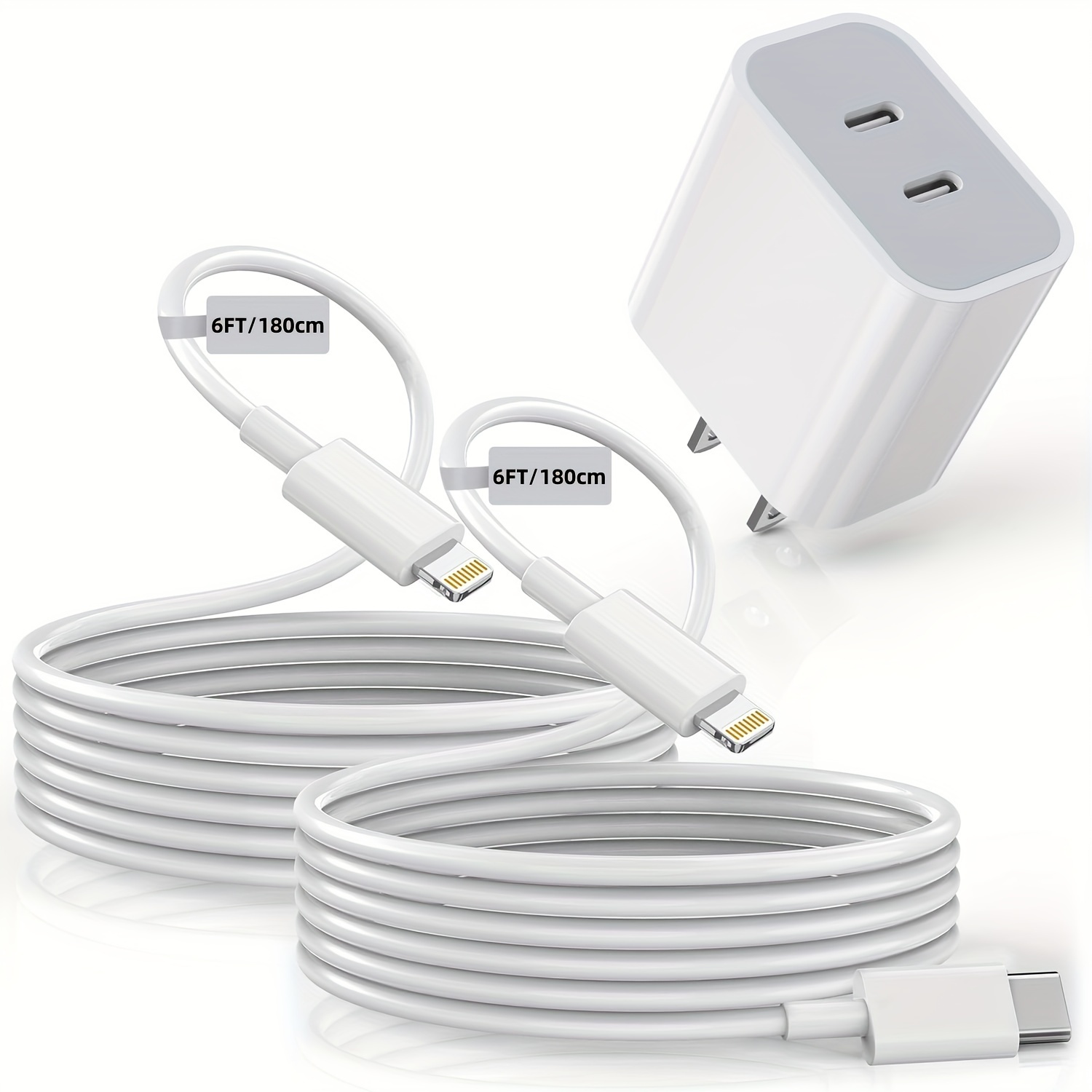 2-Pack 20W PD Fast Charger Block & USB-C To Lightning Cable - IPhone Fast Charging Kit