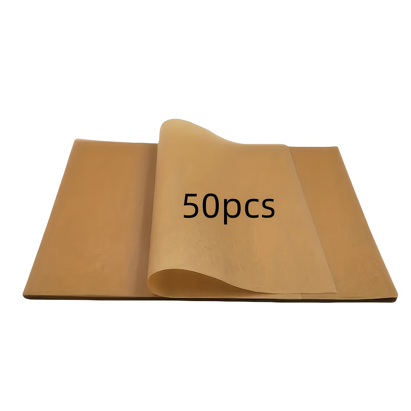 Image of 40cm*30cm 50pcs Baking Paper Sheets - Unbleached, Suitable For Baking, Cooking, Bbq, Air Fryer, Steaming, Etc., Baking Essentials | Neutral Color Paper | Durable , Baking Supplies