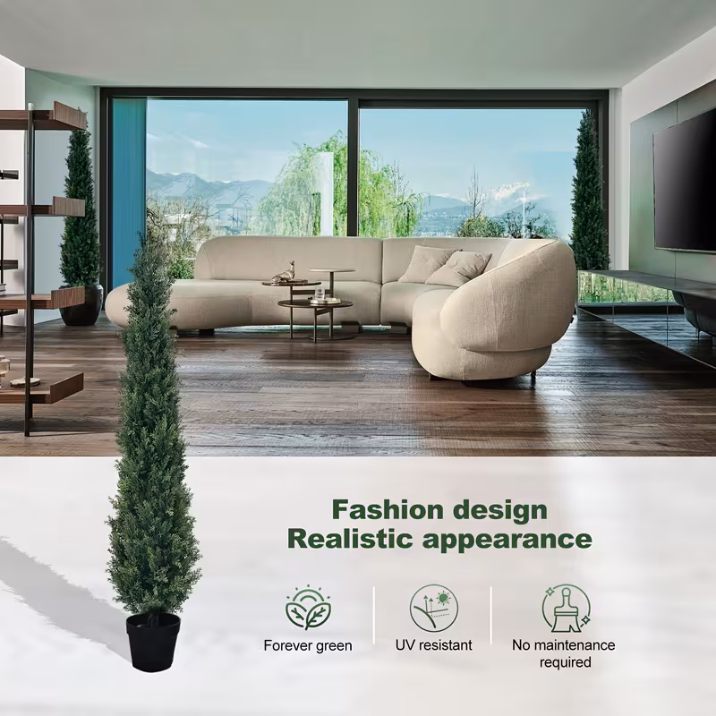 Artificial Cedar Trees | Set Of 2 Outdoor And Indoor Artificial Trees | 6-foot Faux Cedar Trees, Realistic Evergreen Plants for Front Porches, Gardens, And Homes, 6-foot Faux Cedar Trees, Outdoor Artificial Plants, Pine Tree Shrubs, Trees Artificial Indoor, Seasonal Decor, Porch Plants, Evergreen Foliage, Decorative Shrubs, Durable Plastic, Longlasting Foliage, Artificial Shrubs, Homeowners, Garden Enthusiasts
