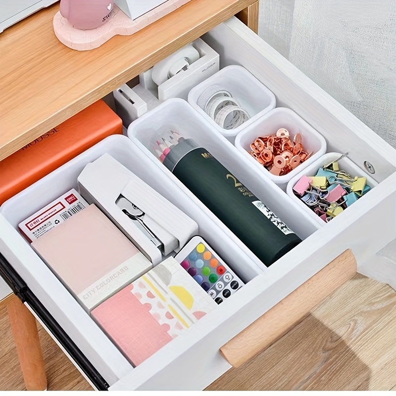

8pcs/set Plastic Drawer Organizer Divider Box For Home Organization, Makeup Storage & Desk Storage, Home Office Storage Accessories