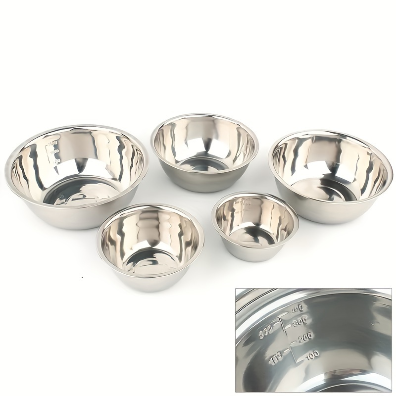 TEMU 5pcs, Stainless Steel Mixing Bowls, Cooking Bowl , For Cooking, , Prepping, Household Cooking , Washing Bowl, , , Accessaries, Tools Accessories