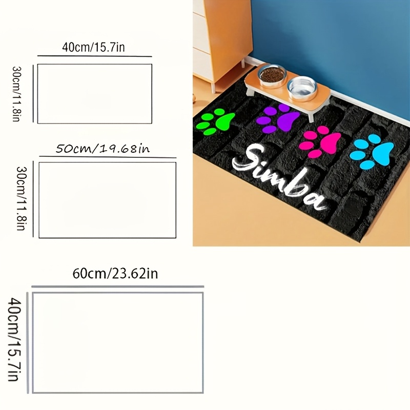 TEMU [Personnalisable] Tapis d'alimentation pour animaux de compagnie avec de patte personnalisée - Design coloré de patte, tapis antidérapant en
