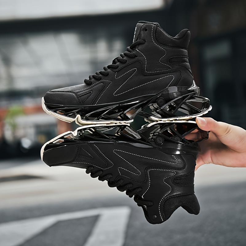 Men'S Exclusive Design Blade Sole Sneakers: Featuring a Physical Blade Sole, Mechanical Cushioning, And Rebound Technology. Trendy Sports Shoes + Everyday High-Top Street Shoes. Made of Synthetic, Easy to Clean, And Versatile for Various Settings