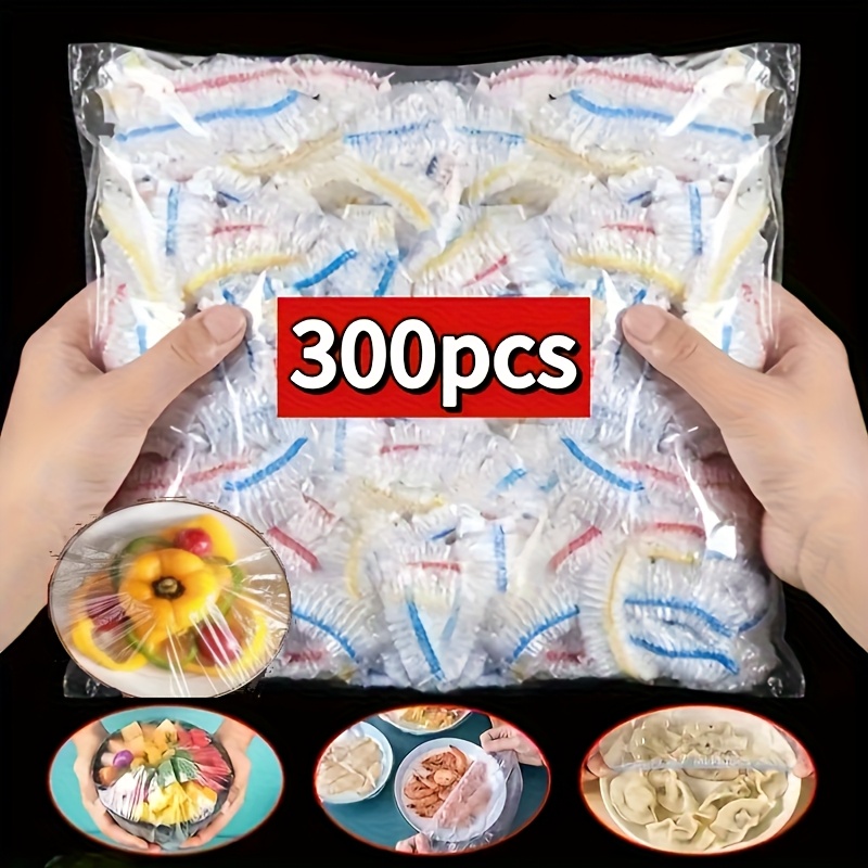 100/300/500pcs Elastic Food Freshness Wraps - Stretchable Clear Plate Covers, Disposable, Multi-Use, No Odor Kitchen Cling Film, Dust Protection for Home, Restaurant, Picnic - All Plate Sizes, Picnic Essentials|Decorative Wraps|Reusable Plastic Wrap, Plastic Wrap for Food