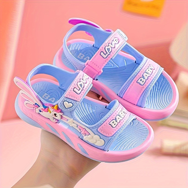 

Casual Cute Cartoon Open Toe Sandals For Girls, Breathable Lightweight Sandals For Party Vacation Beach, Summer