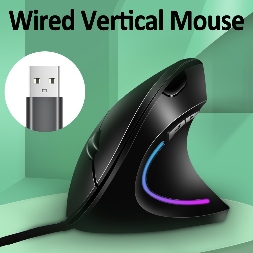 

Wired Rgb Vertical Mouse Mouse Usb Optical Wrist Healthy Mause For Pc Computer