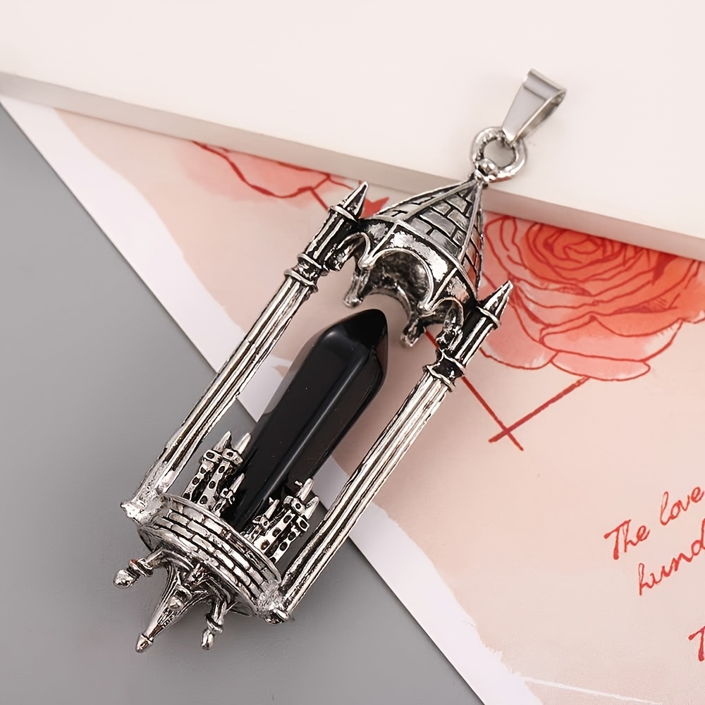 Retro Castle Natural Crystal Pendant, Gothic Style Gift