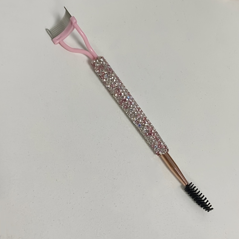 TEMU 1pc Double Headed Eyebrow Brush Shining Eyelash Comb Steel Needle Comb Creative Eyebrow Brush Eyelash Brush Travel Portable Multi Functional