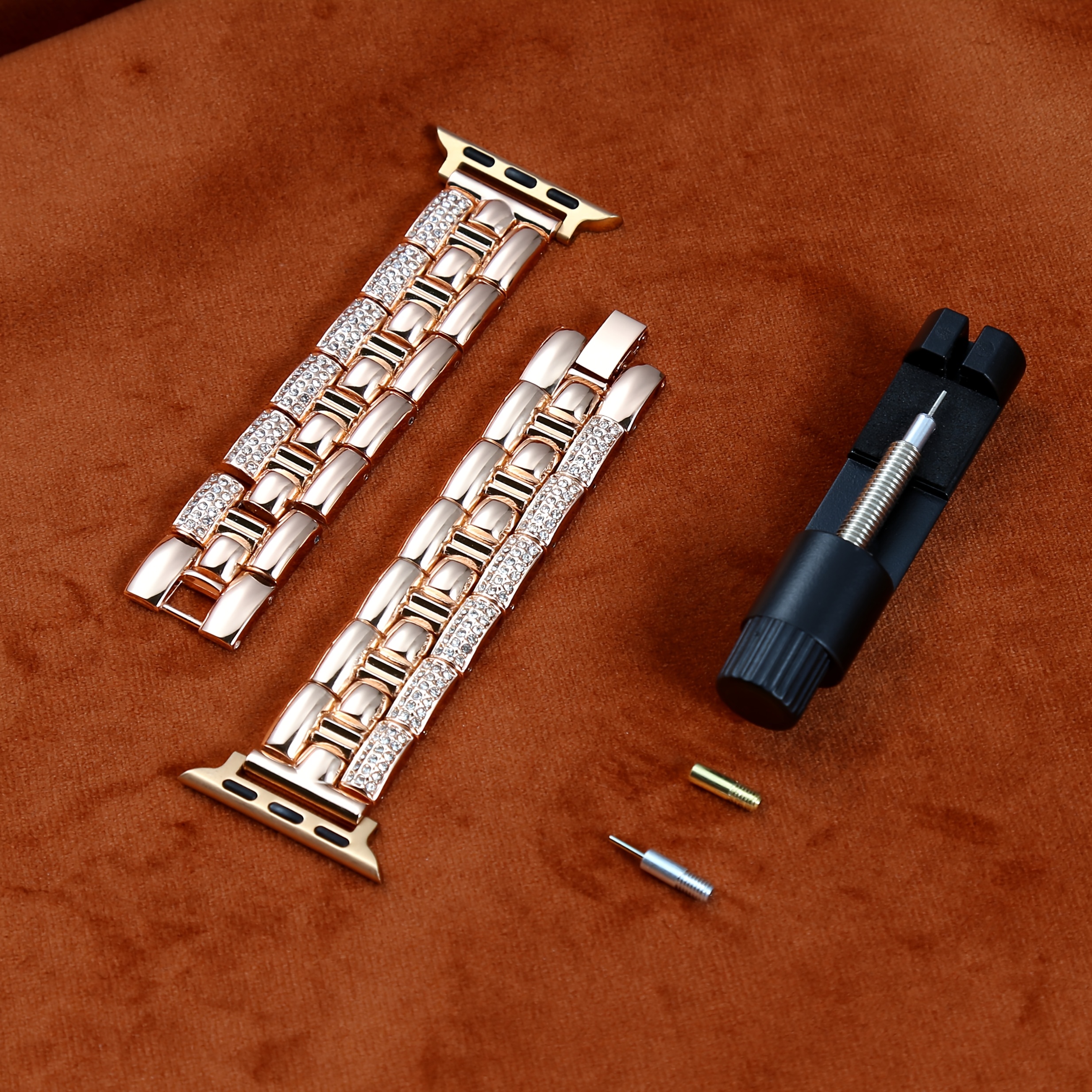 Image of New Metal Watch Strap, Diamond Studded Design For Watch Compatible With For Iwatch S10/ultra 1//s9/s8/s7/s6/s5//se/s3/s2/s1 Ideal Gift For , Suitable For Work/office/fitness/parties
