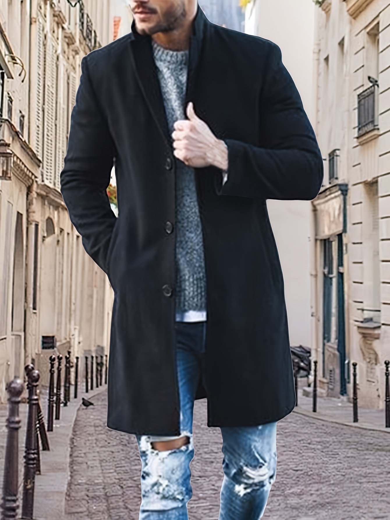 Herrenmantel Sportlicher Trenchcoat Herren OMBRE Trenchcoat Herren