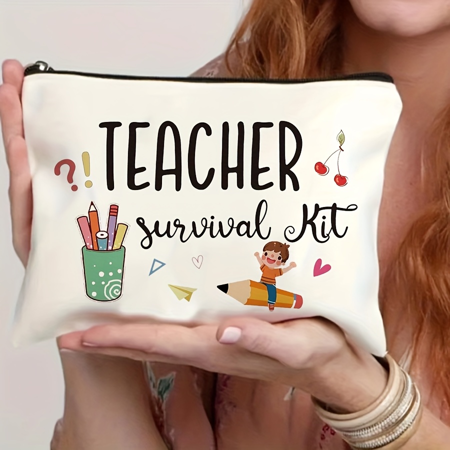 Image of Canvas Cosmetic Travel Bag Zipper Bag Wash Bag Pencil Case Organizer Bag Storage Women's Handbag, Exquisite Gift For And Teachers