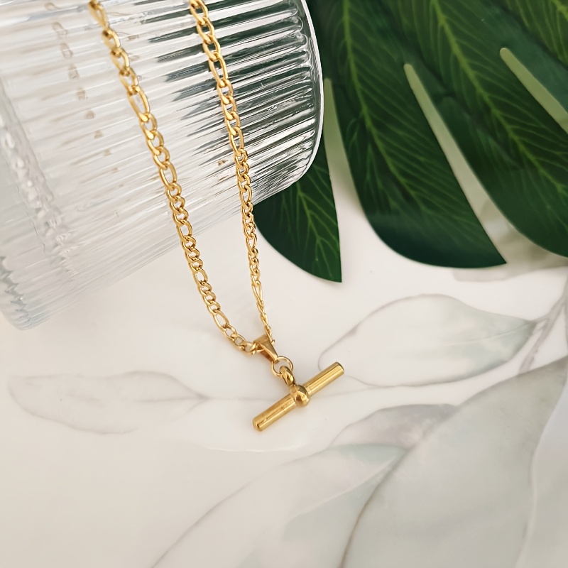 TEMU A Easy And High-end Punk Style 18k Gold-plated Necklace With European And American 316l Stainless Steel Jewelry For And . Valentine's Day - The
