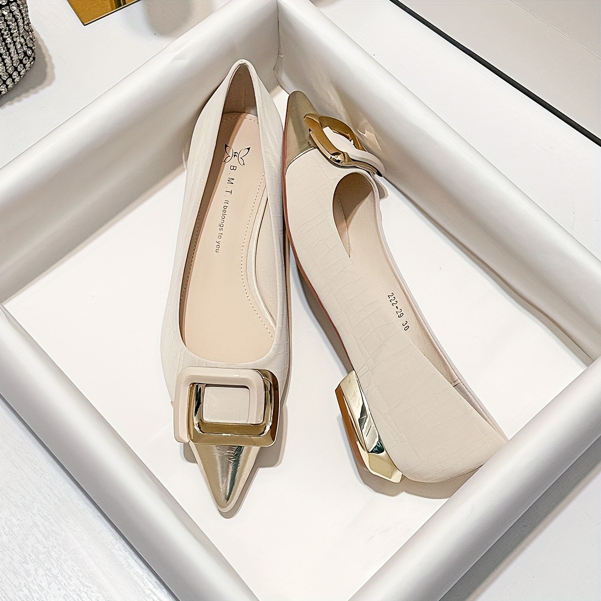 womens french style comfortable low heel pumps pointed toe Temu