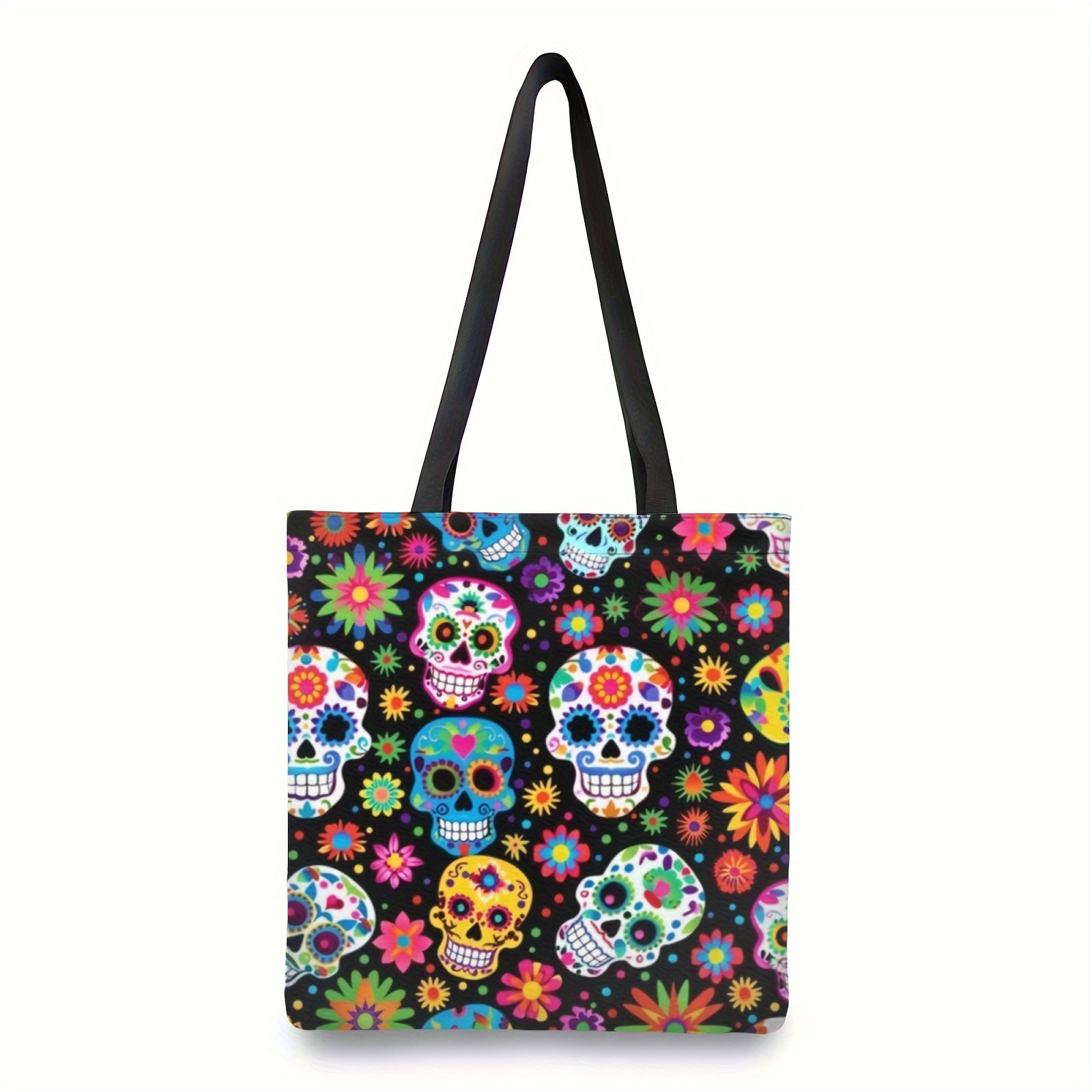 

Sugar & Floral Canvas Tote Bag – , Reusable Shoulder Bag For Shopping, School, Travel, And Beach