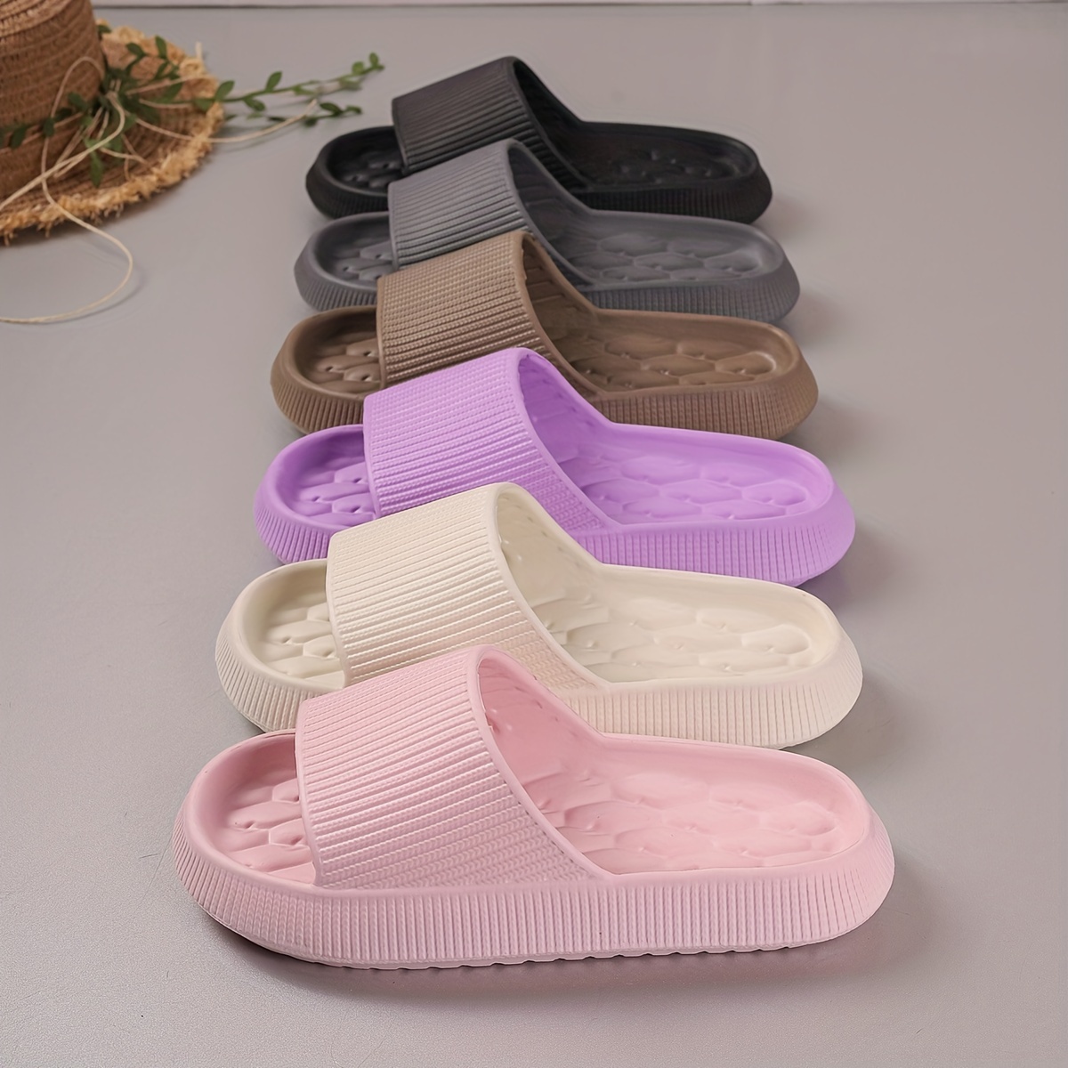 

Men's Solid Color Open Toe Breathable Slippers, Comfy Non Slip Casual Durable Soft Sole Anti Odor Eva Slides, Men's Footwear