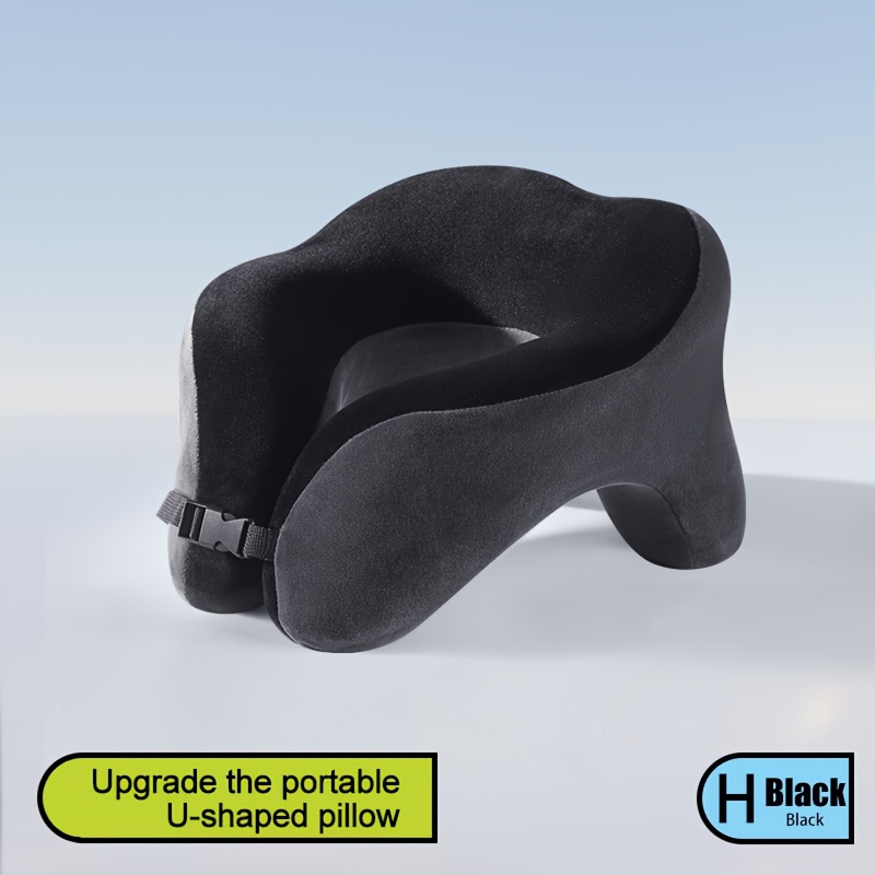 TEMU Almohada Ergonómica en Forma de U para el Cuello para Viajes - Esponja de Recuperación Lenta, Funda de Peluche Extraíble, Ayuda para Dormir Portátil para Coche, Avión, Hogar, Oficina y Tren