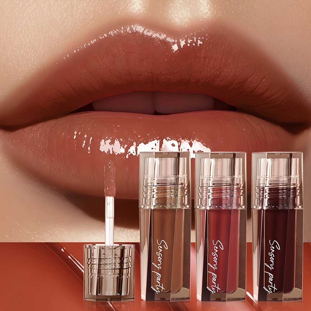 3pcs   liquid lip gloss non greasy moisturizing lip glaze long lasting glossy lipstick in berry shades suitable for skin types gift for women