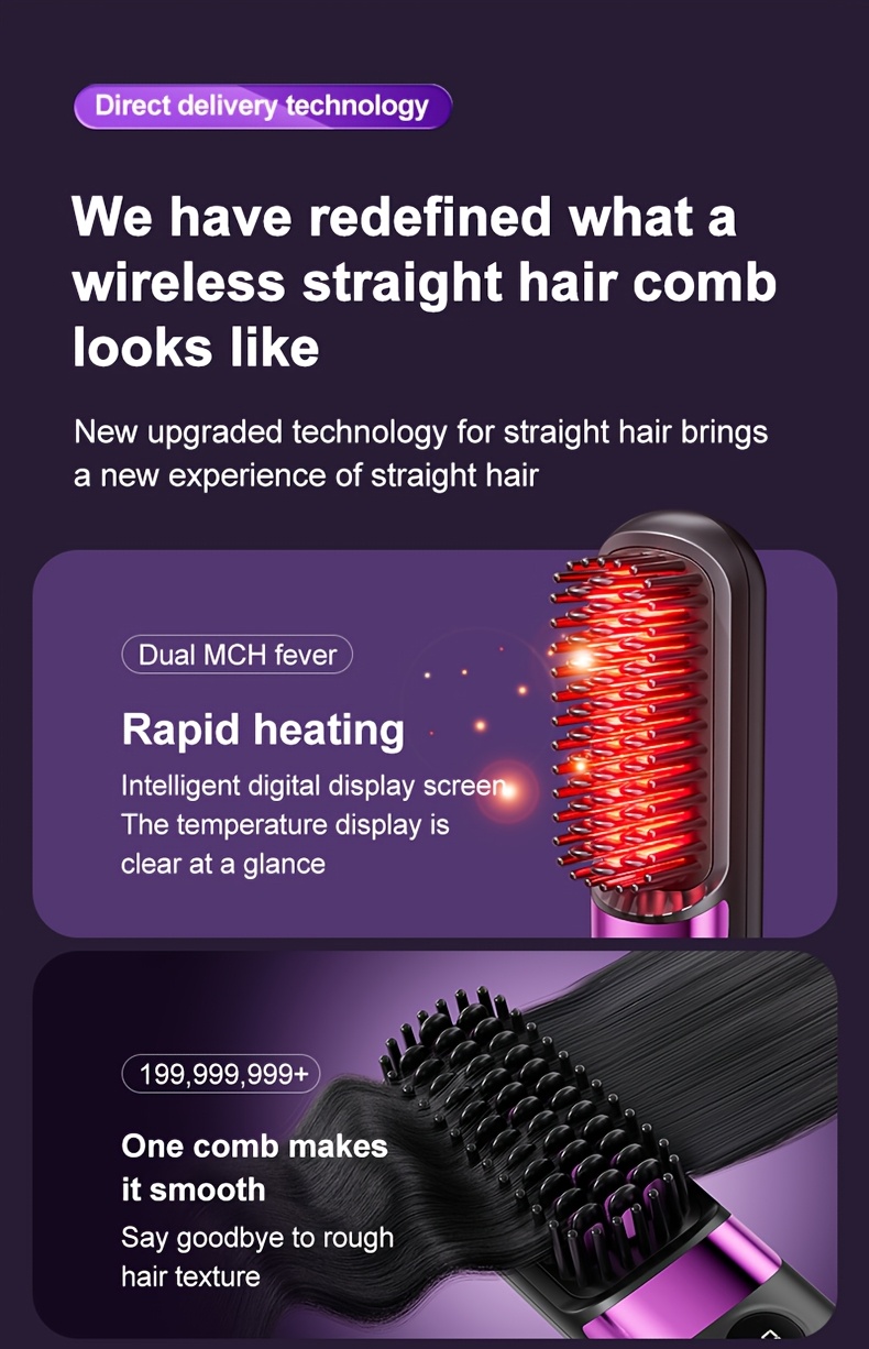 Draagbare en Draadloze Stijltang, Snel, Constante Temperatuur Anti-Broei Ontwerp, Slimme LED Digitaal Display, USB Opladen, Exquise en Lichtgewicht, Geschikt voor Thuis Reizen, een Ideaal Cadeau voor Vrouwen, Professionele Styling Tool