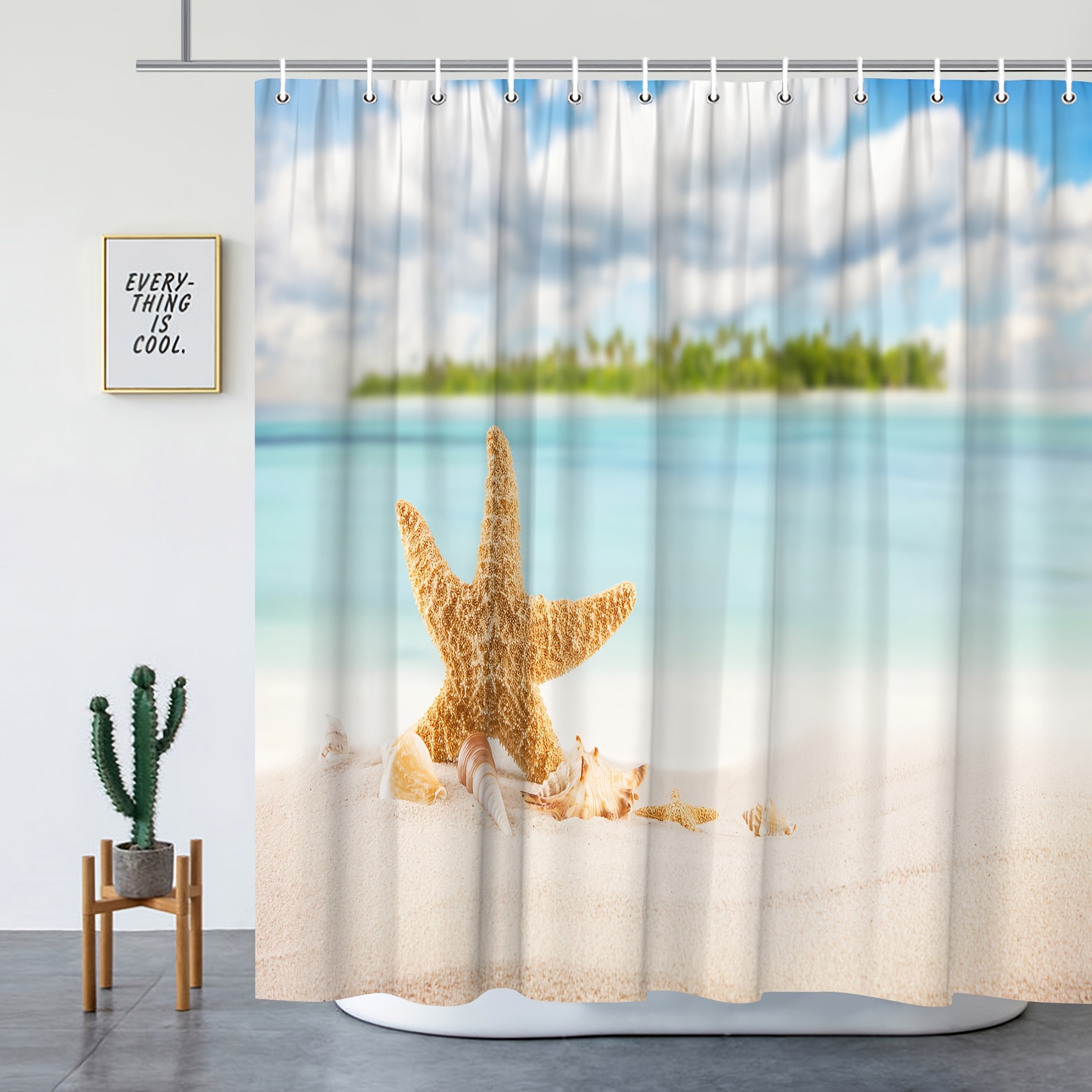 Beach Starfish Shower Curtain, Bathroom Waterproof Shower Curtain With  Plastic Hooks, Machine Washable Curtain, Bathroom Decoration - Temu Saudi  Arabia