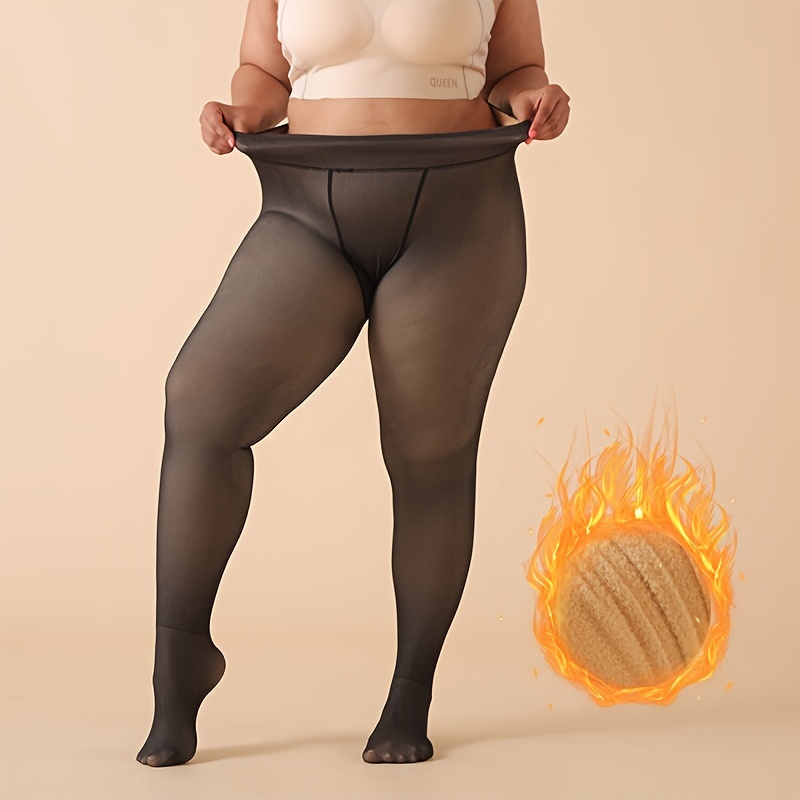 Plus-Size Women'S Thickened Fleece-Lined Tights for Autumn And Winter, Warm Leggings with High Elasticity.