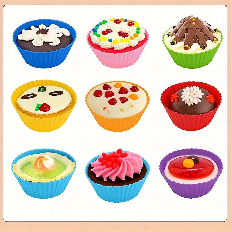 6pcs 12pcs silicone cake cups high temperature resistant home pudding muffin cups small cake egg   cake round baking mold details 13