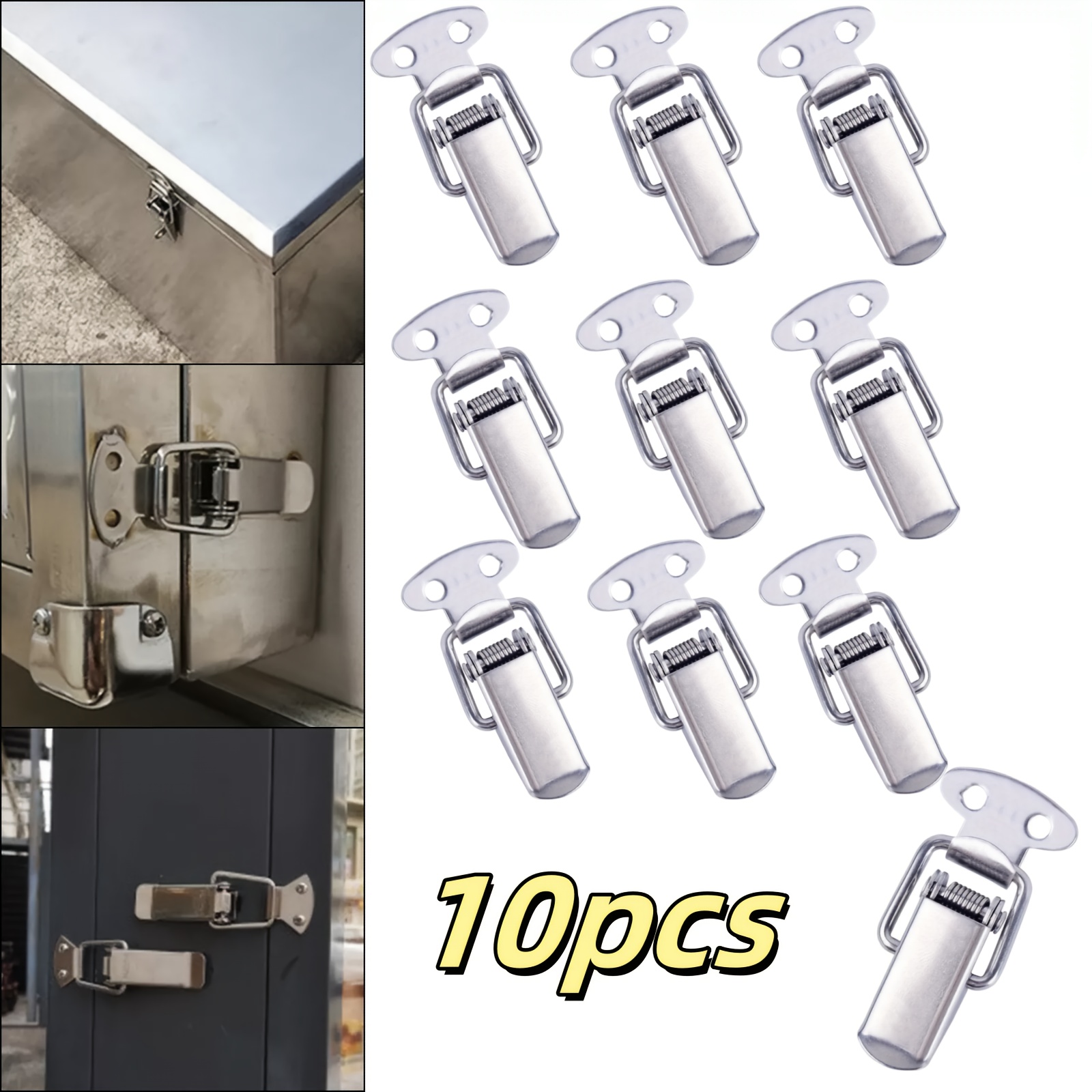 10pcs Stainless Steel Duck Beak Spring Buckles - Ideal For Aviation Luggage, Incubators, Toolboxes & Honey Boxes