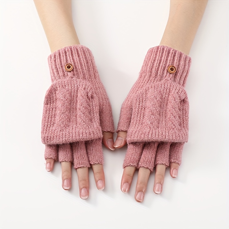 TEMU A Pair Of Women's Autumn/winter Double Cable Gloves, Outdoor -proof Windproof Arm Warmers, Fashionable Simple Versatile Mittens