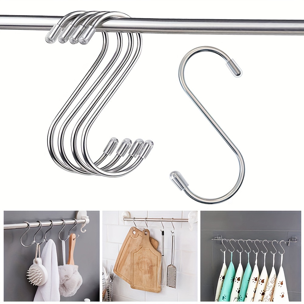 4pcs Multi-Functional S-Shaped Plastic Hooks For Hanging Towels, Bags,  Clothes, Hats, Etc.