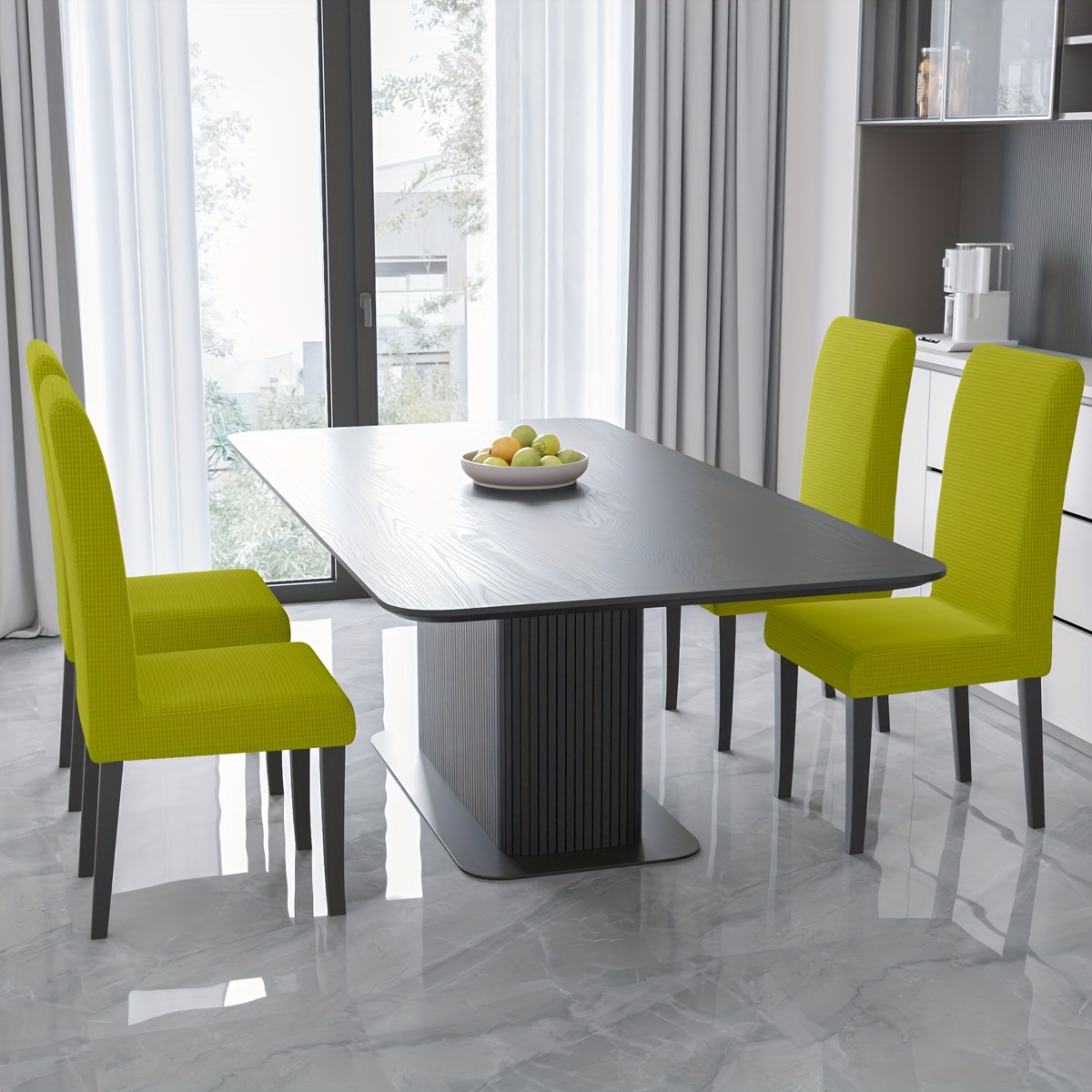 E-shop 4/6 Stücke Plüsch-Stuhlbezüge für Zuhause, Wohnzimmer und Schlafzimmer – Haustierfreundlich im Integrierten Design