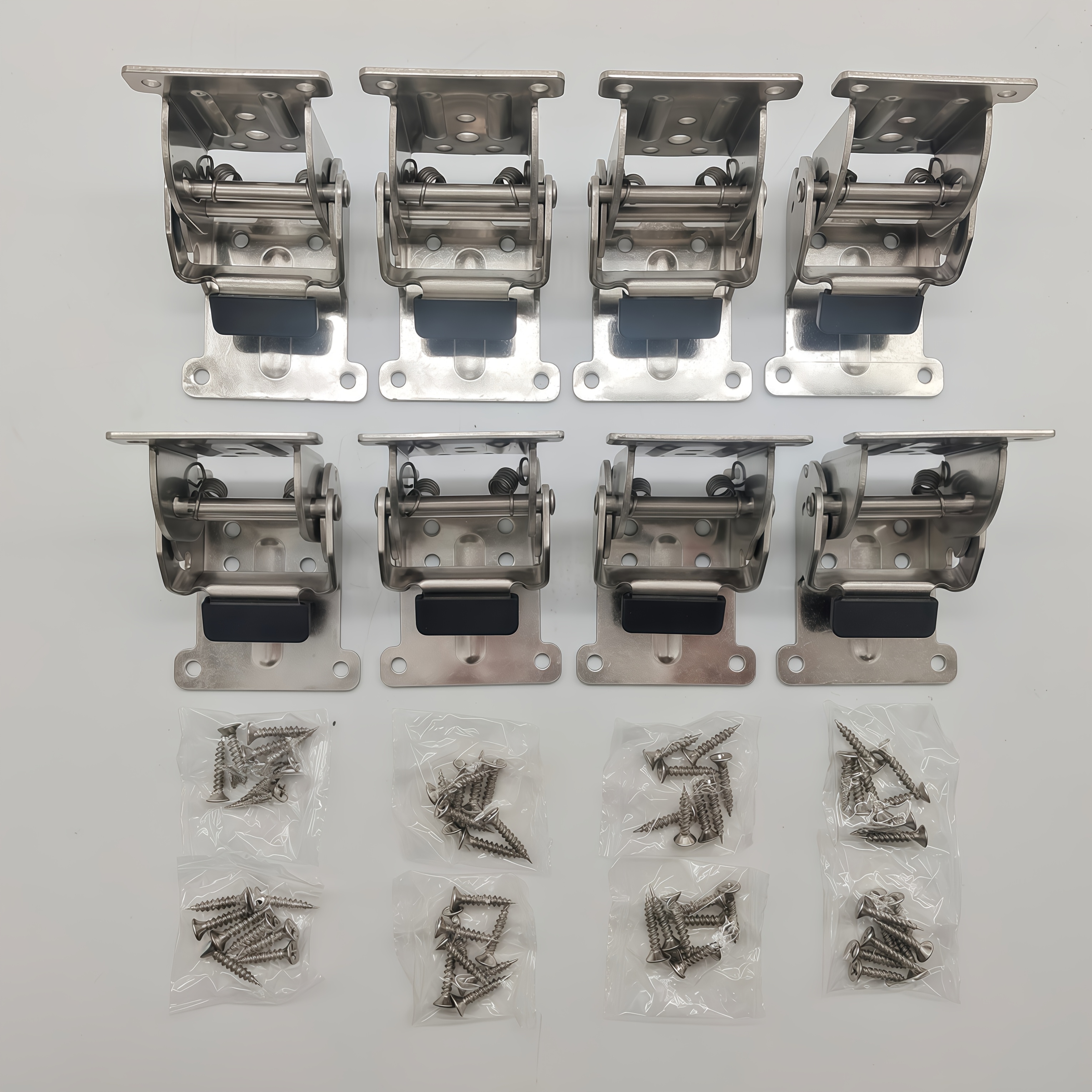 E-shop 8 Sets robuste, faltbare Edelstahl-Stützen mit selbstverriegelnden Scharnieren - Einstellbarer 0-90-180 Grad Verriegelungsmechanismus, 180°
