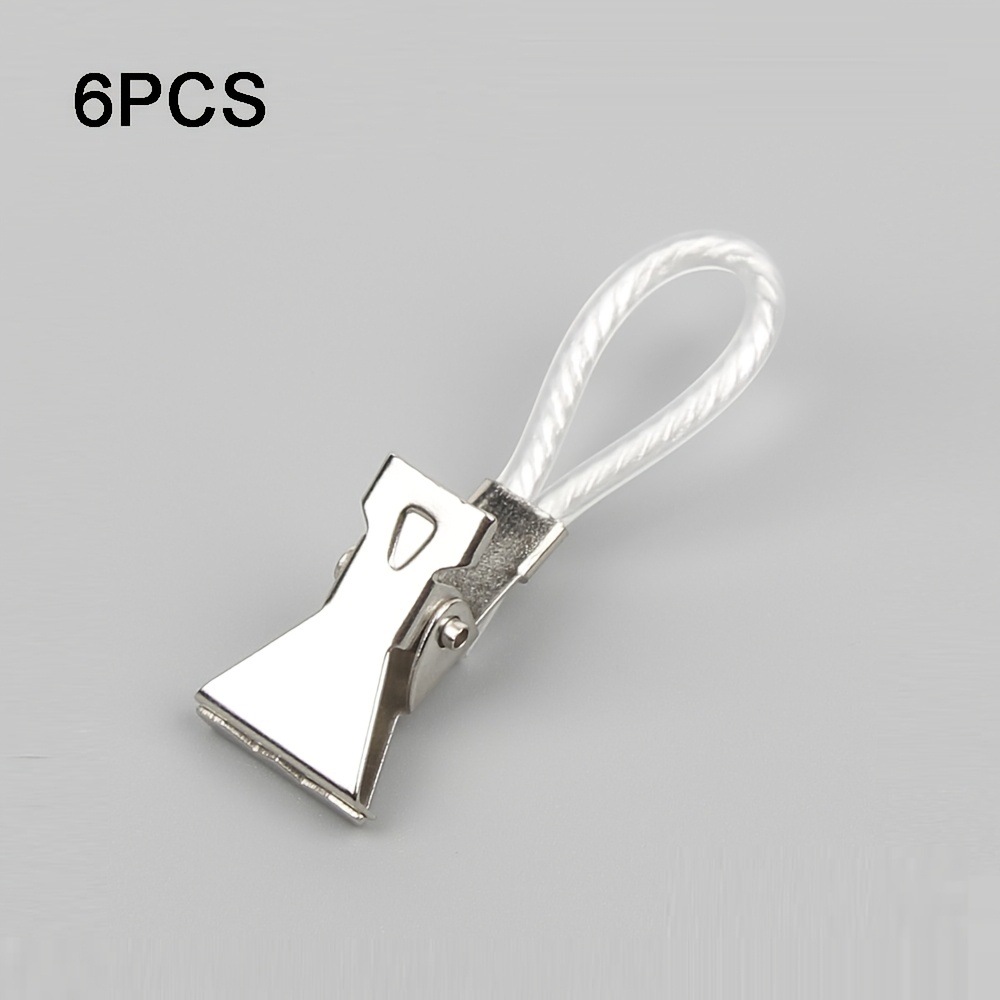 Image of 6pcs Metal Towel Hangers, Multipurpose Stainless Steel Storage Clips With Colorful Loops, Space Kitchen Dishcloth Hooks, Compact Outdoor Camping Gear, /silvery