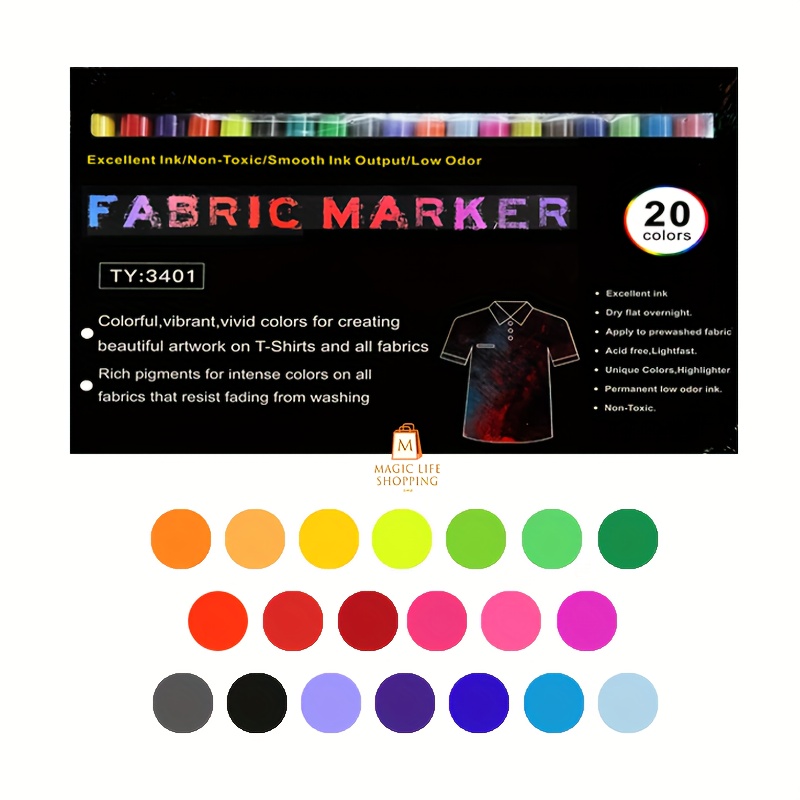 

Adult Waterproof Non-loose Fabric Marker 20 Colors, Hand-painted , Hand-painted Non-fading, Fabric Graffiti Painting Pen, Textile , Diy Graffiti