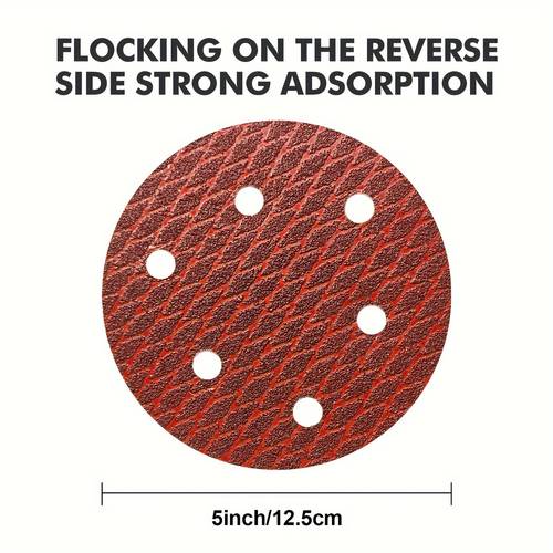 10/90pcs Geogieew 5Inch/12.5cm Grit40/60/80/100/120/150/180/240/320/400/600 6Hole Red Sanding Paper, For Disc Sander, Hook And Loop Round Sanding Discs Pads For Random Orbital Sander Pads And All Oscillating Tools For House, Furniture, For Drywall