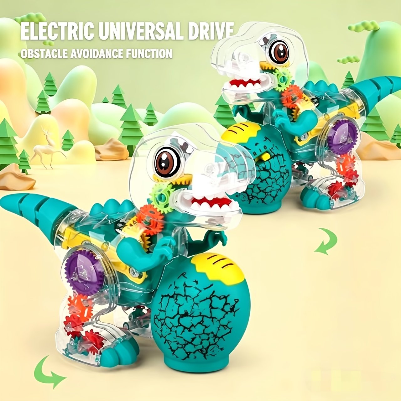 Multi-Functional Obstacle Avoiding Dinosaur Toy Car for Kids
