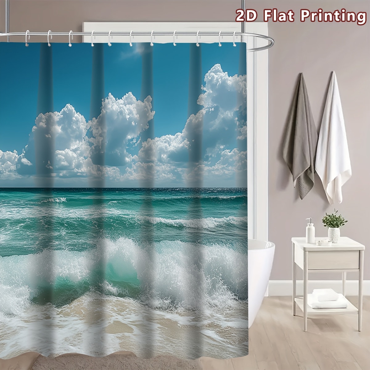 Turquoise Ocean Wave Shower Curtain, Multi-Size Options