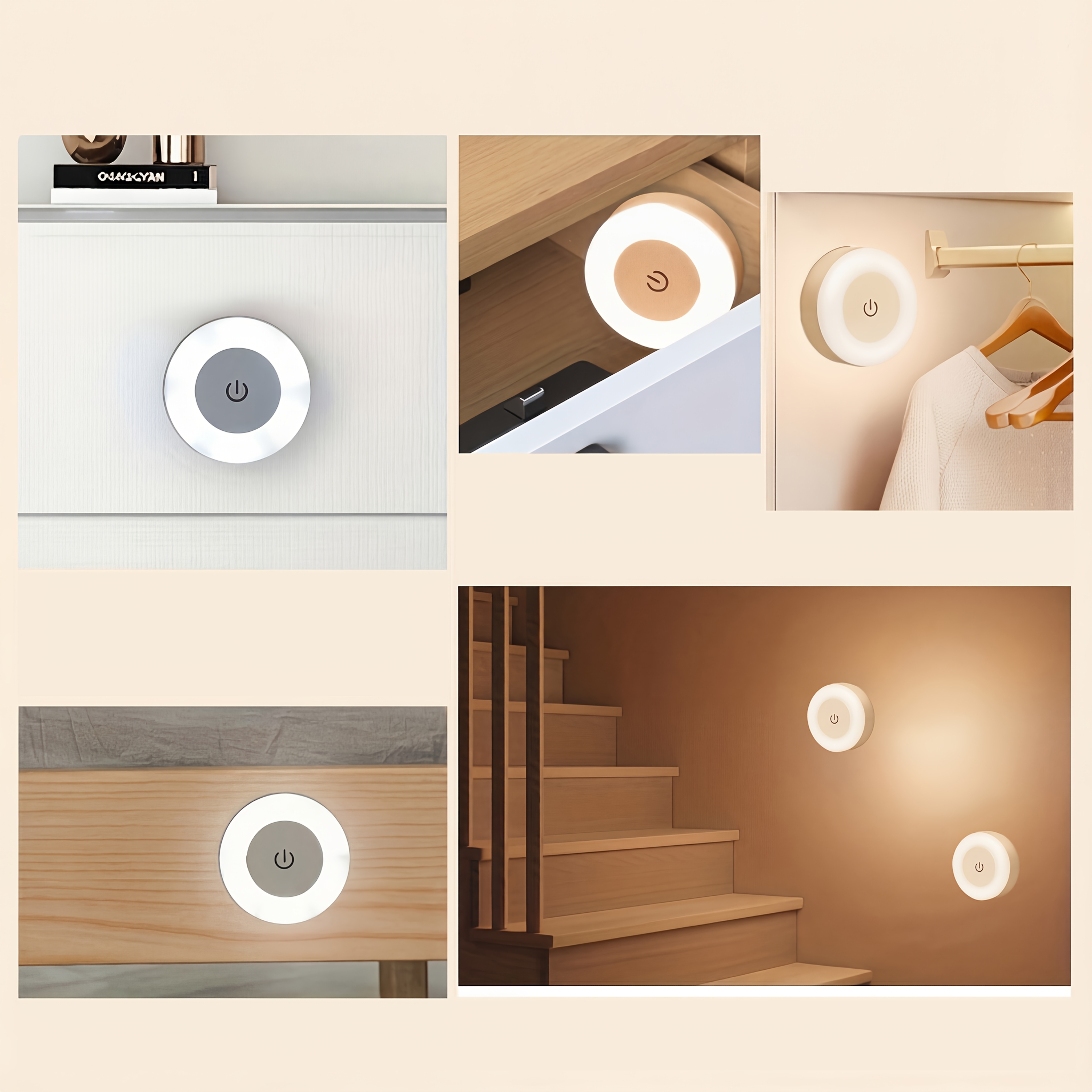 Alternative view of Luz Nocturna LED Moderna con Control Táctil | Brillo Ajustable, Luz Blanca Cálida/Fría, Funciona con Batería…