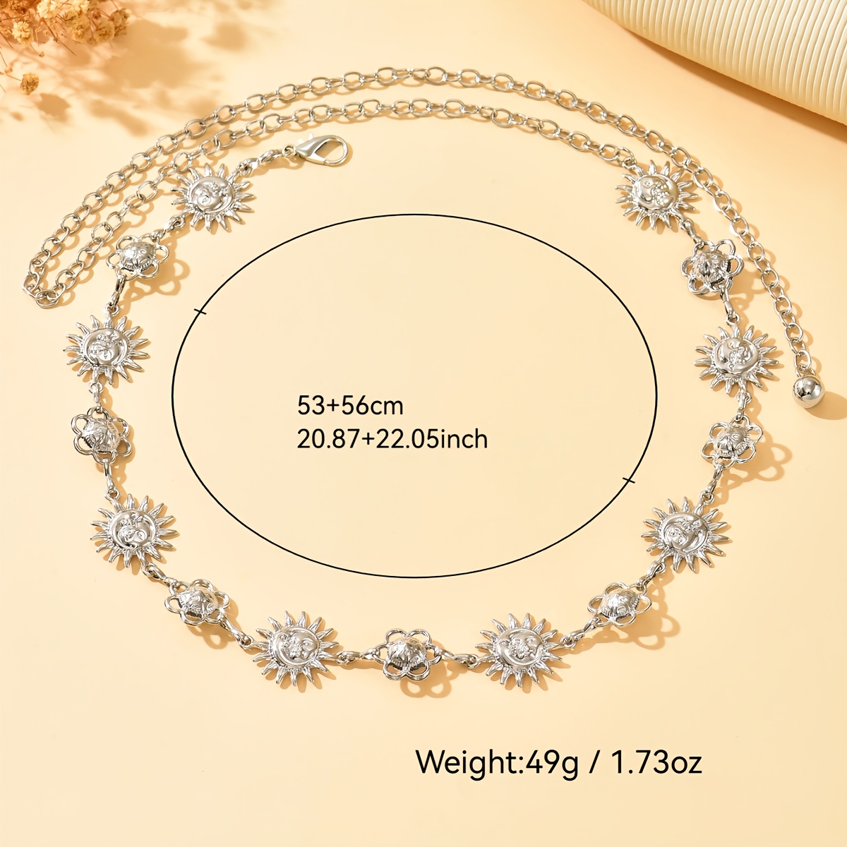Bohemian Vintage Asymmetrical Sun Moon Waist Chain, Unique Design