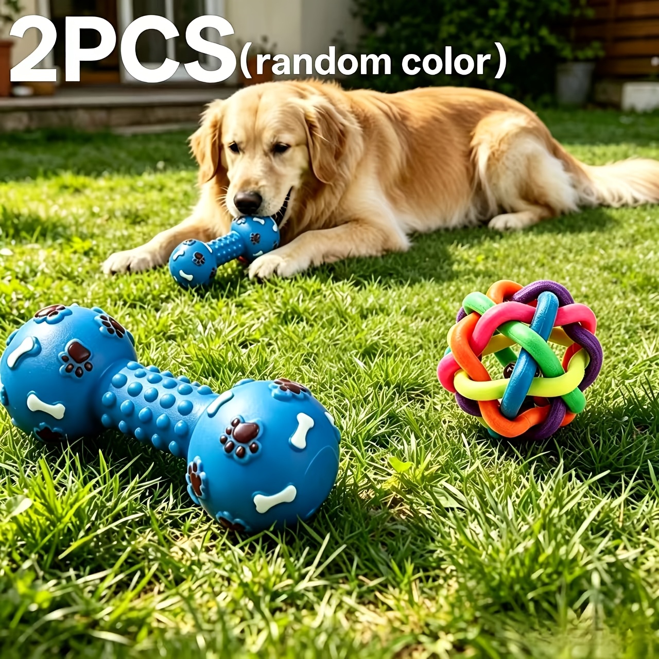 TEMU Ensemble de 2/3 pièces de jouets pour chien, comprenant des os à mâcher, des pantoufles jouets et des jouets aléatoirement. Balles à clochettes