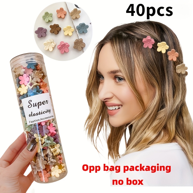 TEMU 40pcs Of Mini Claw Clips In Random Colors | Flower-themed Cute Plastic Hair Clips | Festive Hair Clip Set Suitable For To Braid Their Hair Daily
